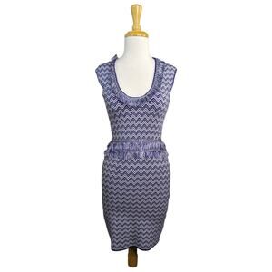 Ronny Kobo Tyanna Fringe Bodycon Dress Small Blue Chevron Knit Y2K 90s Party